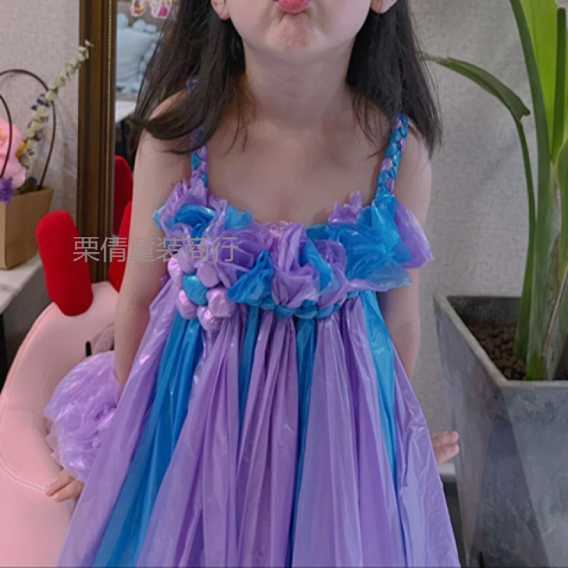 儿童环保衣服幼儿园亲子走秀时装秀服装手工制作创意塑料袋公主裙