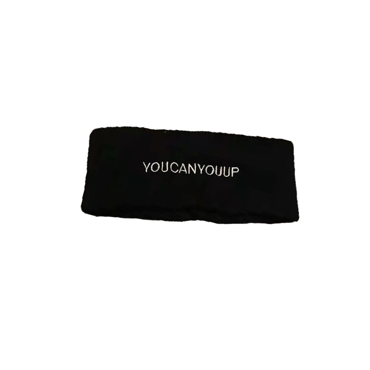 Black Gray Letter Sports Headband Stylish Matching Embroidered Reflective Knitted Elastic Men's and Women's Wide Hair Band Fashion Summer