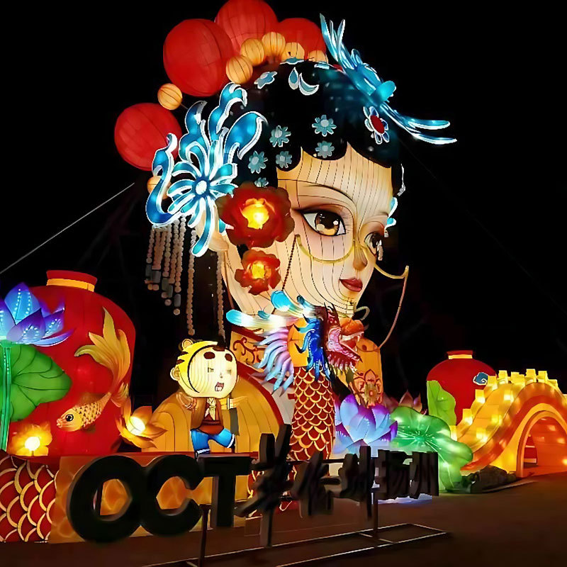 春节网红灯光节大型人物造型彩灯文旅景区夜游装饰创意新中式花灯