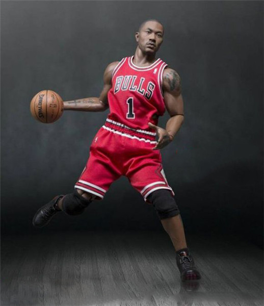 nba球星 delick rose 罗斯 1号 红衣 1/6 可动 盒装手办模型-阿里巴巴