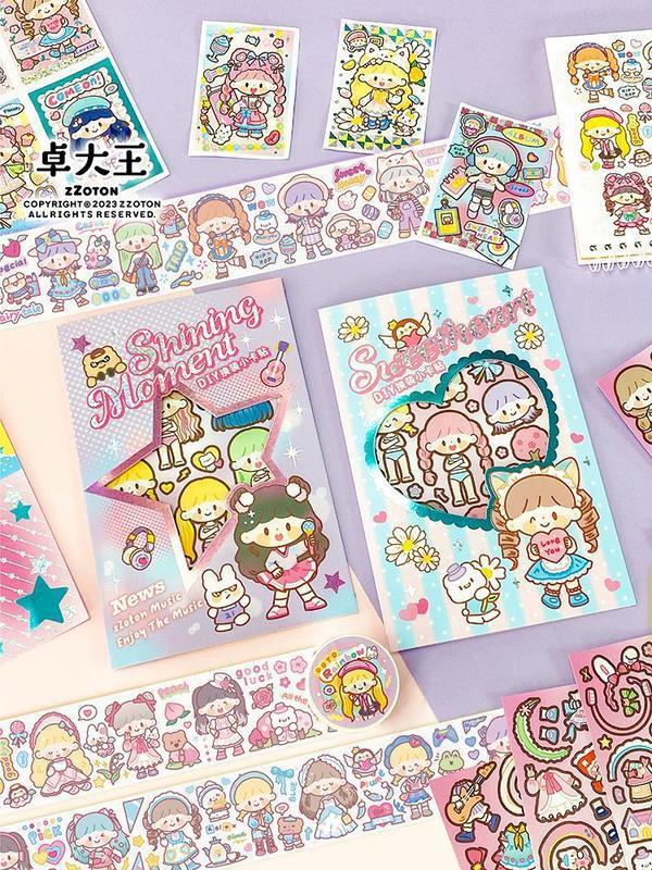 卓大王小小阿卓彩虹穿搭胶带换装贴纸包换衣女孩小卡手帐diy-阿里巴巴