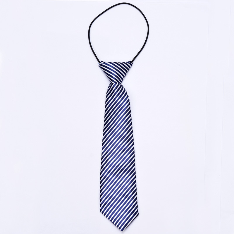 小学生幼儿园小领带校服条纹学院风男童衬衫装饰潮流拉链式黑皮筋