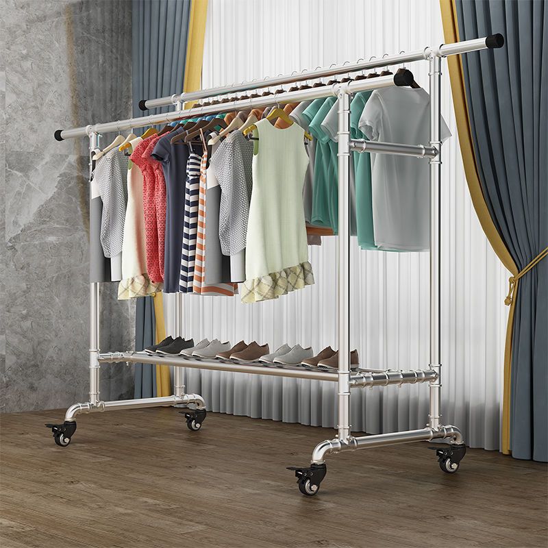 镀锌钢管简易晾衣架落地立式户外室外水管双杆晒被阳台家用晒衣架