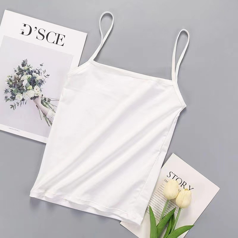 [Factory Wholesale] Spring and Summer Running Volume Solid Color Small Sling Vest Inner Match Bottoming Women's Slim Fit Large Size round Neck All-Matching