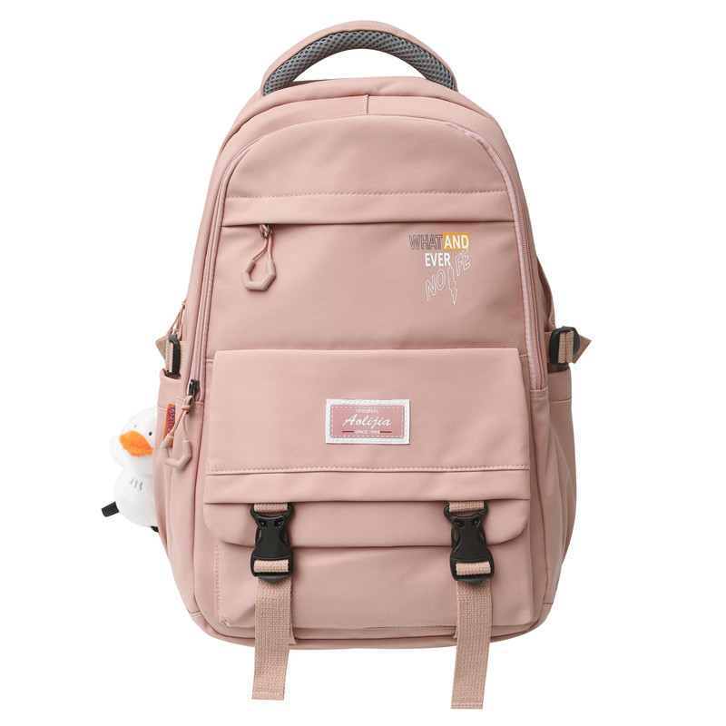 2022 New Schoolbag Female Middle School College Students' Backpack Large Capacity Solid Color Campus Street Fashion Backpack Wholesale