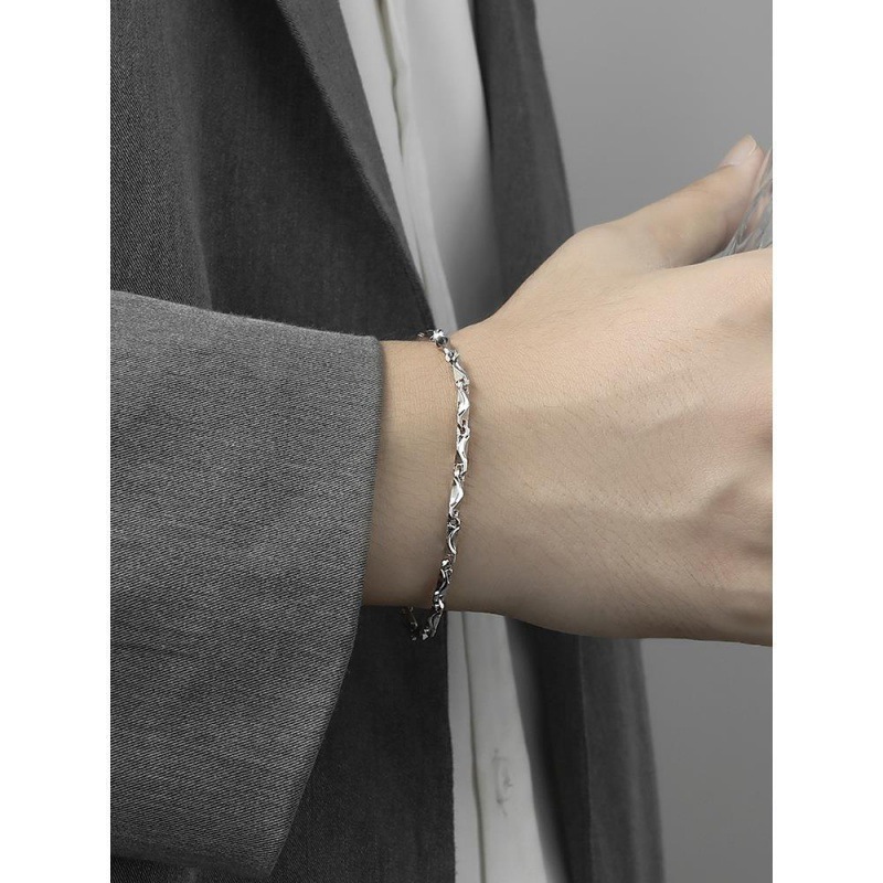 Ornament Bracelet Silver Men's Fashion Simple Cold Style with Boys S Silver Men's Amazon Independent Station Wholesale Delivery