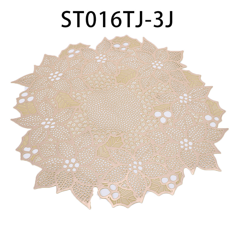 Flower Embroidery PVC Hollow Stamping Dining Table Cushion Tea Cup Vase Mat Insulated Tea Table Decorative Pad