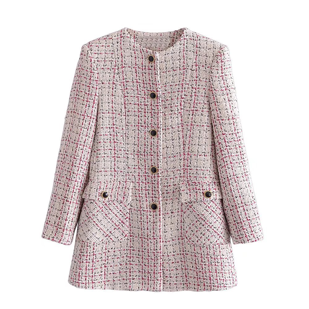 2021欧美风秋女装新款纹理修身大衣外套 5841-阿里巴巴