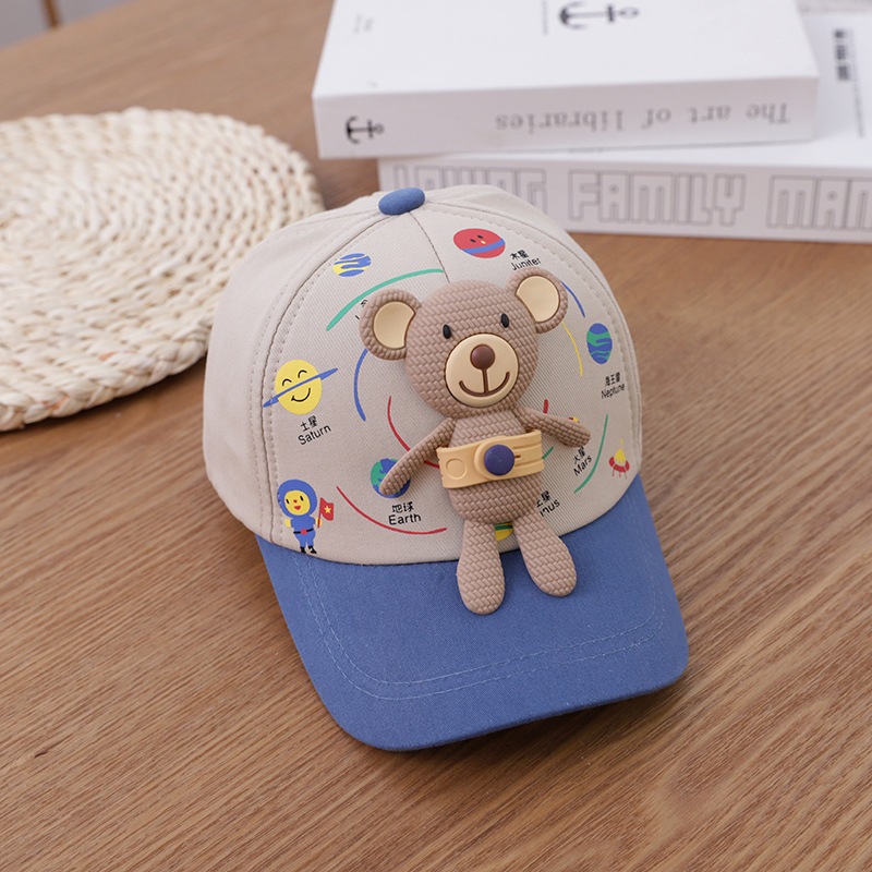 Children's Peaked Cap Spring and Autumn Thin Cartoon Bear Shape Boys' Sun Hat Korean Style Baby Girl Cute Baseball