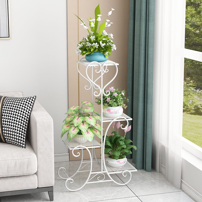 European-Style Iron Multi-Layer Flower Stand Green Dill and Bracketplant Balcony Flower Rack Floor Living Room Interior Floor Flower Pot Storage Rack