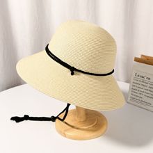 夏季款男女草帽平针工艺户外遮阳帽休闲时尚防晒帽大檐盆帽沙滩帽