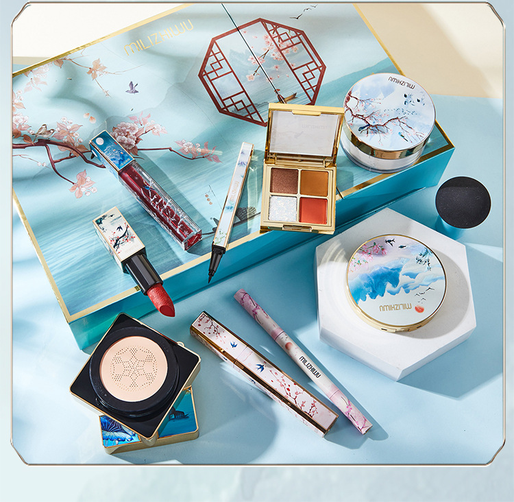 抖音同款米莉之屋江南风化妆品套装雕花口红中国风古风情人节礼盒
