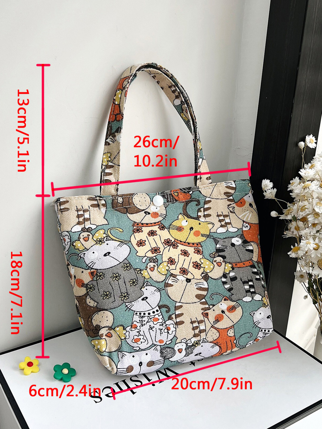 New Fashion Canvas Tote Bag Trendy Japanese Style Printed Tote Bag Western Texture Women's Handbag