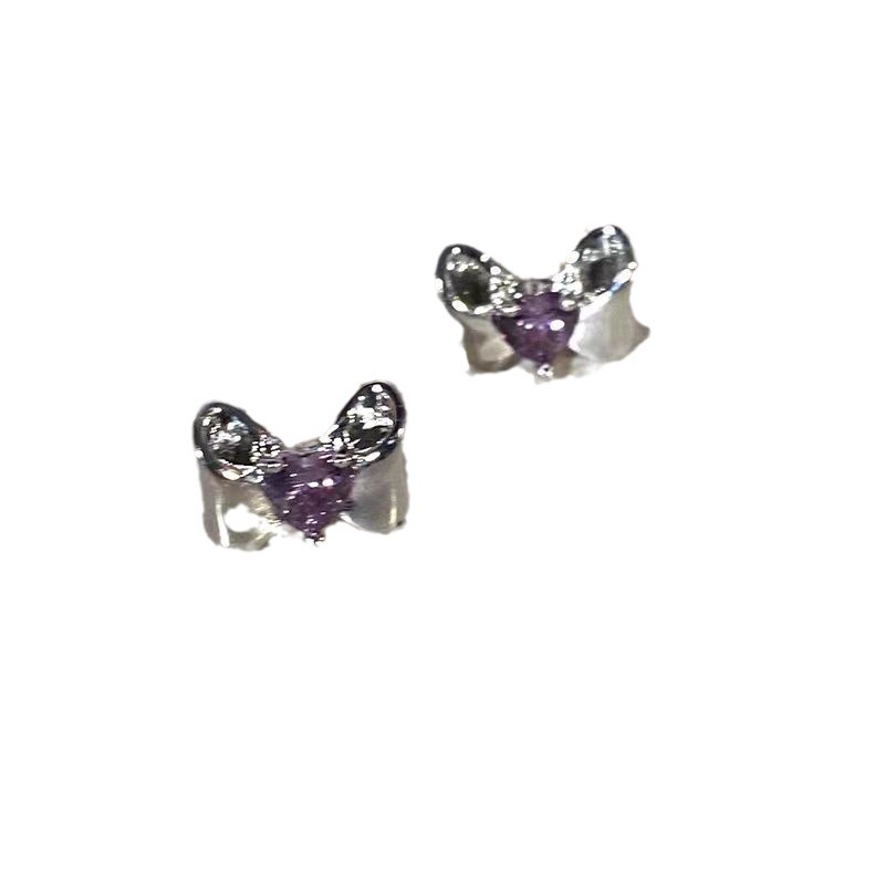 Personality Sweet Cool Style Sweetheart Zircon Butterfly Studs Female Cute Exquisite and Versatile Fashion Hot Girl Design Earrings