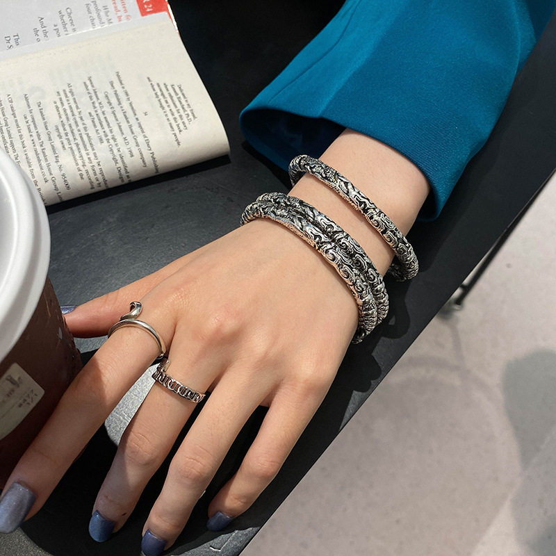 复古手镯男情侣手饰现货老九門明星同款手镯龙头双响手环一件代发