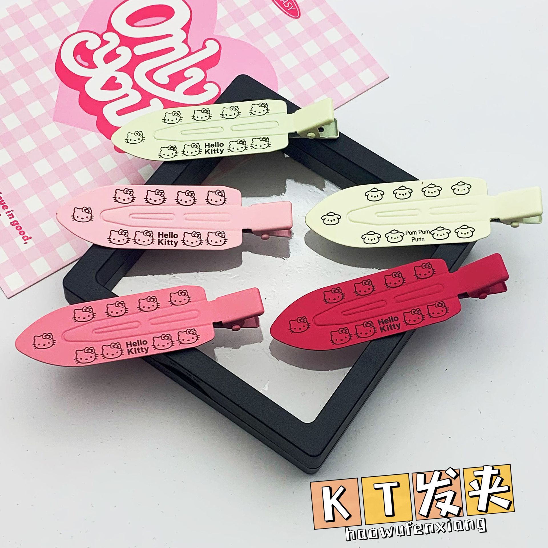 Sweet Cool Hello Kitty Seamless Barrettes Hello Kitty Eight-Character Bangs Side Clip Bangs Forehead Bar Shaped Hair Clip