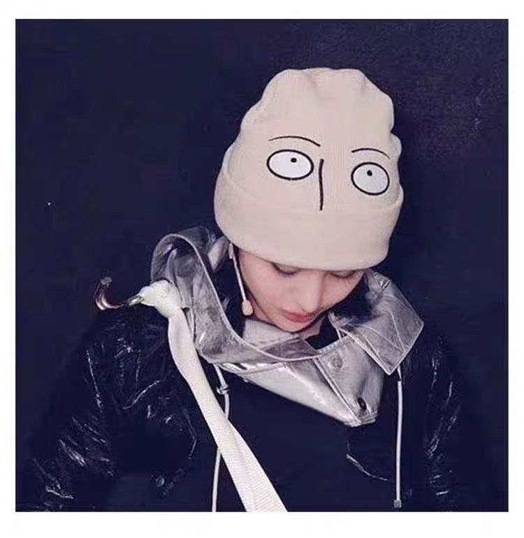 一拳超人中二搞怪表情毛线帽子男女秋冬卡通针织帽情侣个性套头帽