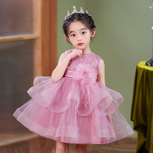 新款儿童周岁礼服花童公主蓬蓬蛋糕裙女孩高端亮片走秀舞台表演服
