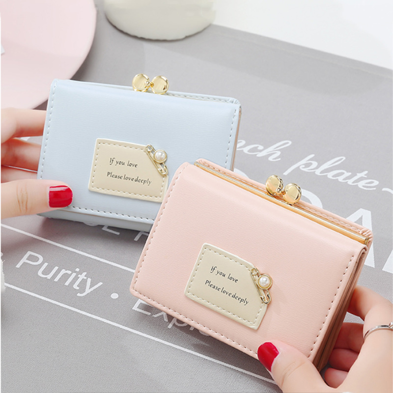 new women‘s short wallet simple student wallet korean multi-functional mini card holder coin purse