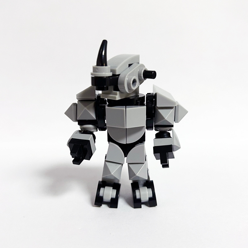 moc积木犀牛机甲战士模型机器人拼装玩具兼容乐高小颗粒套装跨境
