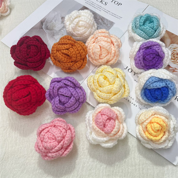 手工编织玫瑰花头纯手工钩针纯棉毛线无菌无毒环保毛线手工玫瑰花
