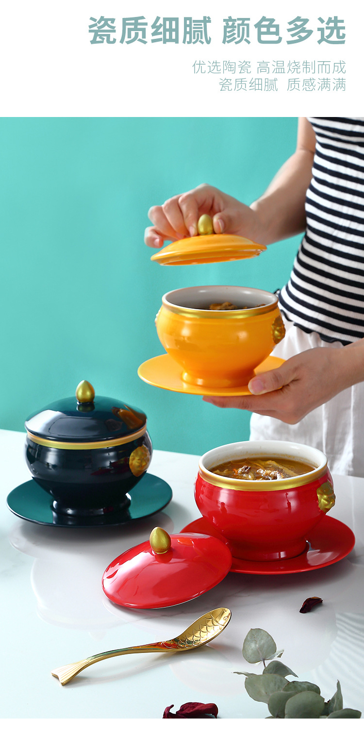 隔水炖盅陶瓷内胆带盖商用酒店小号汤盅炖煲中式燕窝蒸蛋碗小炖罐