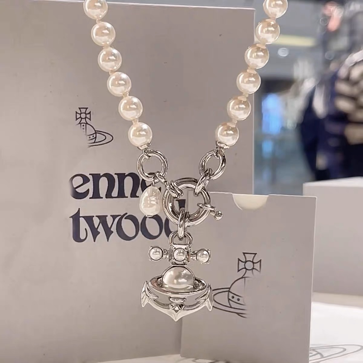 高版本西太后薇薇安船锚土星珍珠项链女 小众轻奢星球珍珠锁骨链