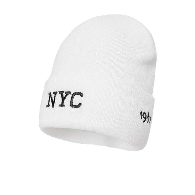 Cross-Border NYC Letter Embroidery Knitted Hat European and American Outdoor Warm Hat Autumn and Winter Men's and Women's Skiing Slipover Woolen Cap