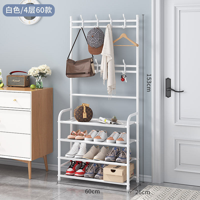 Simple Floor Coat Rack Shoe Rack Bedroom Living Room Clothes Rack Multi-Functional Hall Integrated Combination Multi-Layer Shoes and Hat Rack