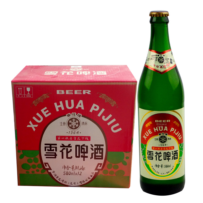 年货沈阳本地产老雪花1964经典啤酒580ml*12瓶装整箱闷倒驴大棒子