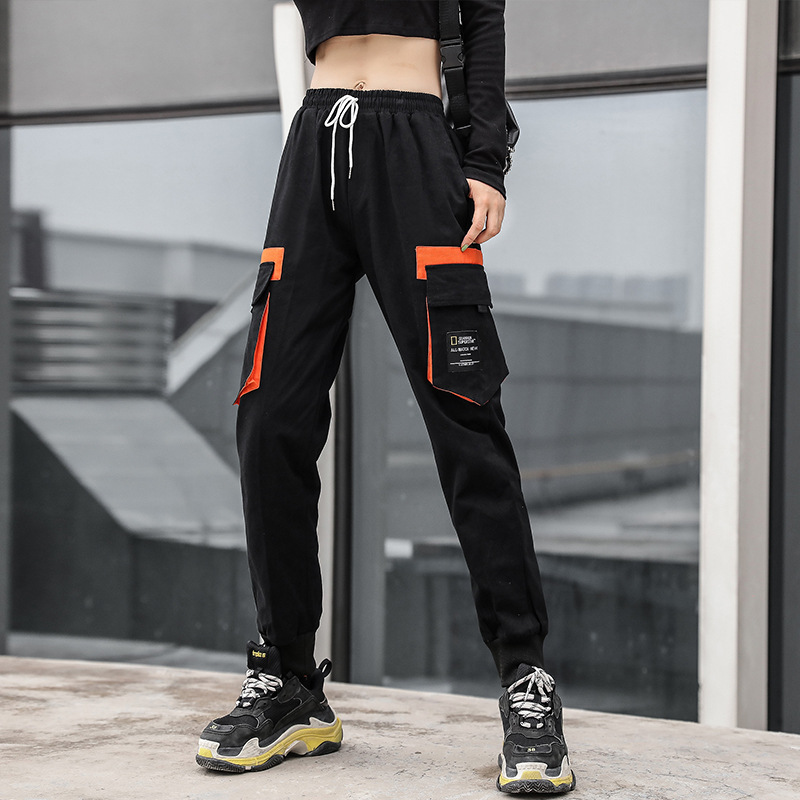 秋季工装裤女韩版宽松直筒chic束脚裤休闲裤潮牌bf学生