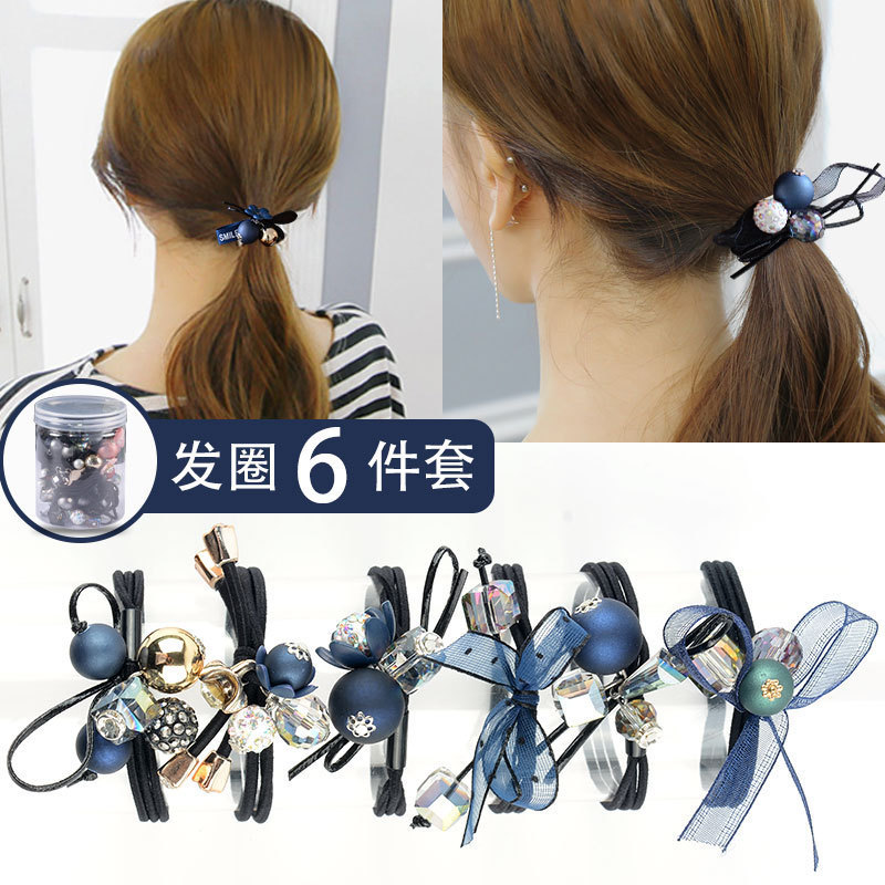 Korean Internet Celebrity Ins Headband Female Rubber Band Adult Hair Rope Hair Ring Headdress Mori Girl Ocean Blue Suit