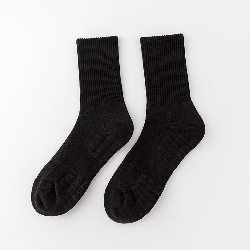 Men's Cotton Sports Socks Towel Bottom Mid-Calf Length Socks Autumn and Winter New Solid Color Men's Socks Wool Thick Warm Terry Socks