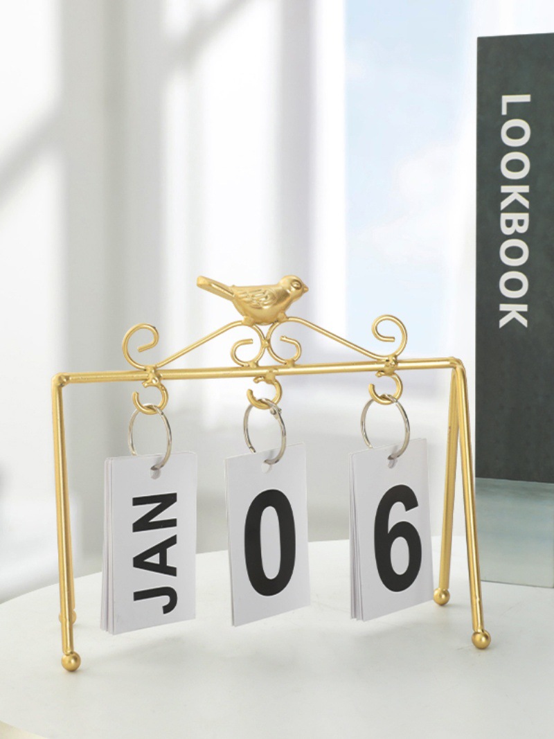 Cross-Border Minimalist Creative DIY Bird Iron Flip Calendar Home Decoration Desktop Decoration Decoration Desk Calendar