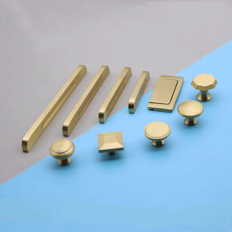 2022新款新中式橱柜抽屉纯铜把手金色衣柜轻奢家具柜门铜拉手