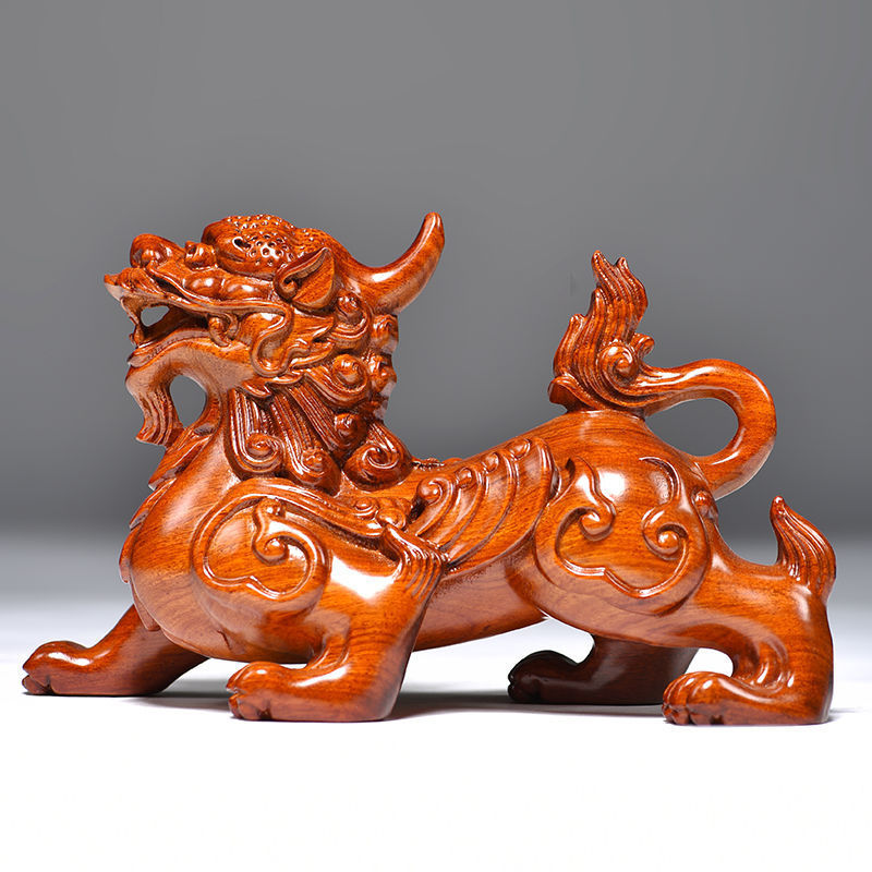 花梨木雕貔貅摆件招财镇宅实木质皮丘家居客厅办公装饰红木工艺品