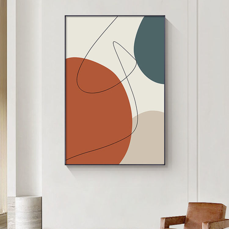 莫兰迪抽象进门玄关装饰画几何线条极简艺术客厅墙面挂画软装壁画