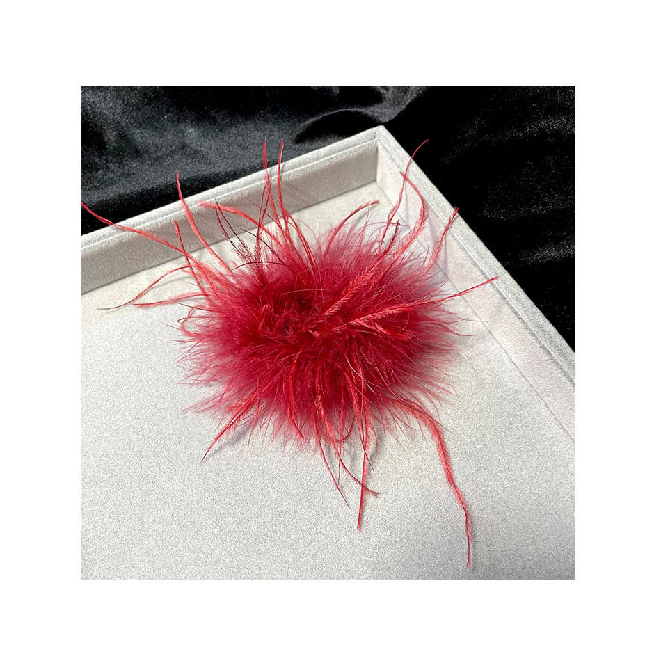 Suqi Fashion Vintage Party Dress Brooch Pin Natural Feather Ostrich Feather Christmas Brooch