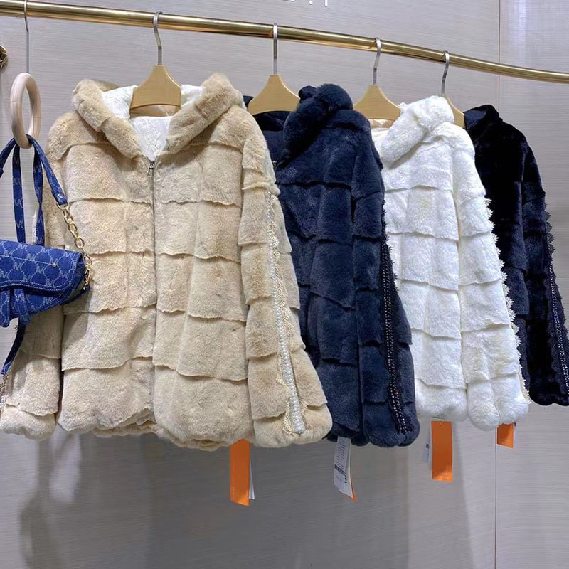 秋芭莎丹麦貂皮草外套 22冬季皮毛一体大衣品牌折扣女装尾货清仓