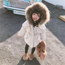 女童中小童装棉服韩版洋气女宝宝加绒加厚棉衣中长款冬装儿童外套