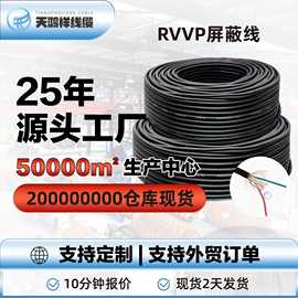 厂家定制 2*0.75平方RVVP屏蔽控制电缆  国标铜芯电线2芯黑色批发