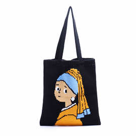 包包女时尚卡通毛线编织包秋冬手提购物袋文艺小清新单肩针织包