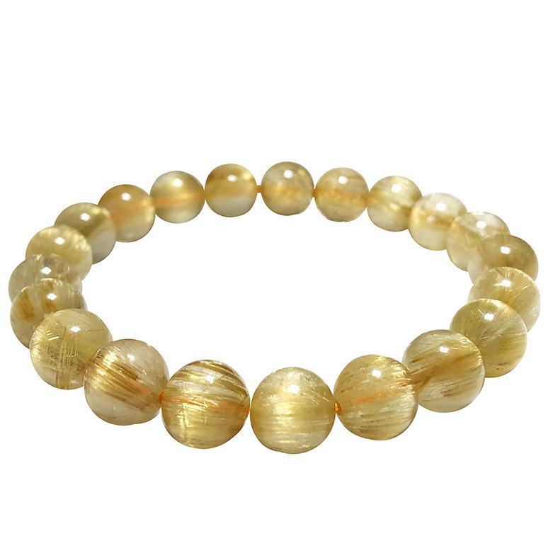 Hair Crystal Bracelet Natural Brazil Old Mine Gold Rutilated Quartz Bracelet Men's and Women's Fashion Rutile Full Dense Hair Crystal Yellow Hair Crystal