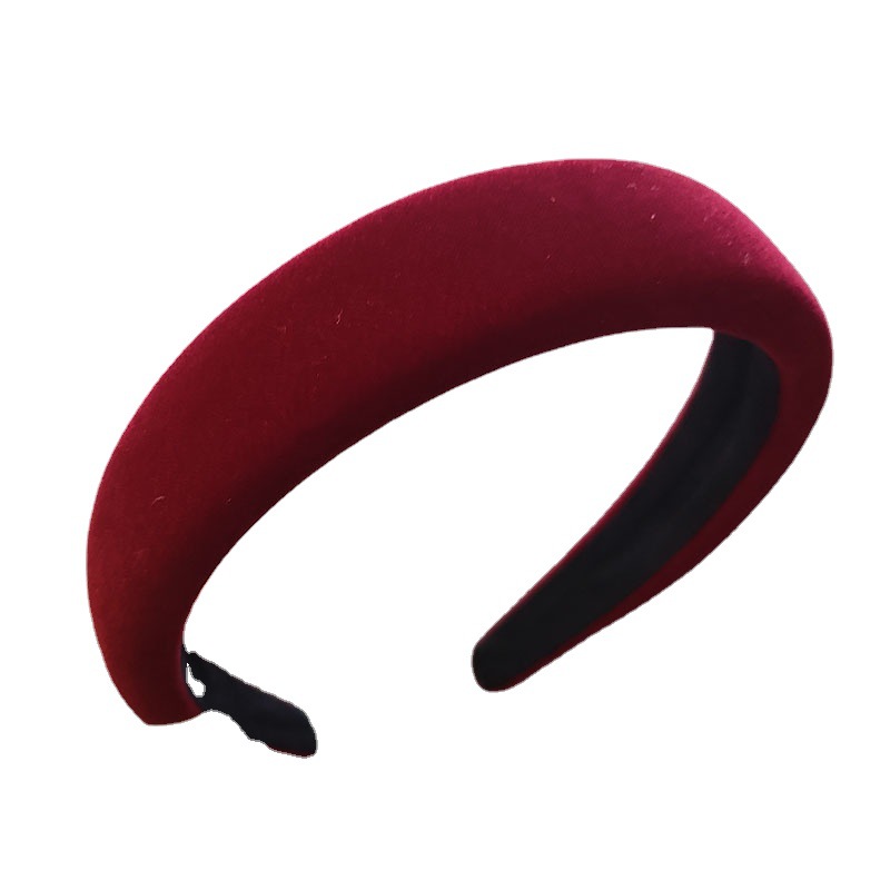 New High Skull Top Retro Elegance Wine Red Velvet Sponge Wide Edge 2022 Instafamous Hairband Autumn and Winter Decoration