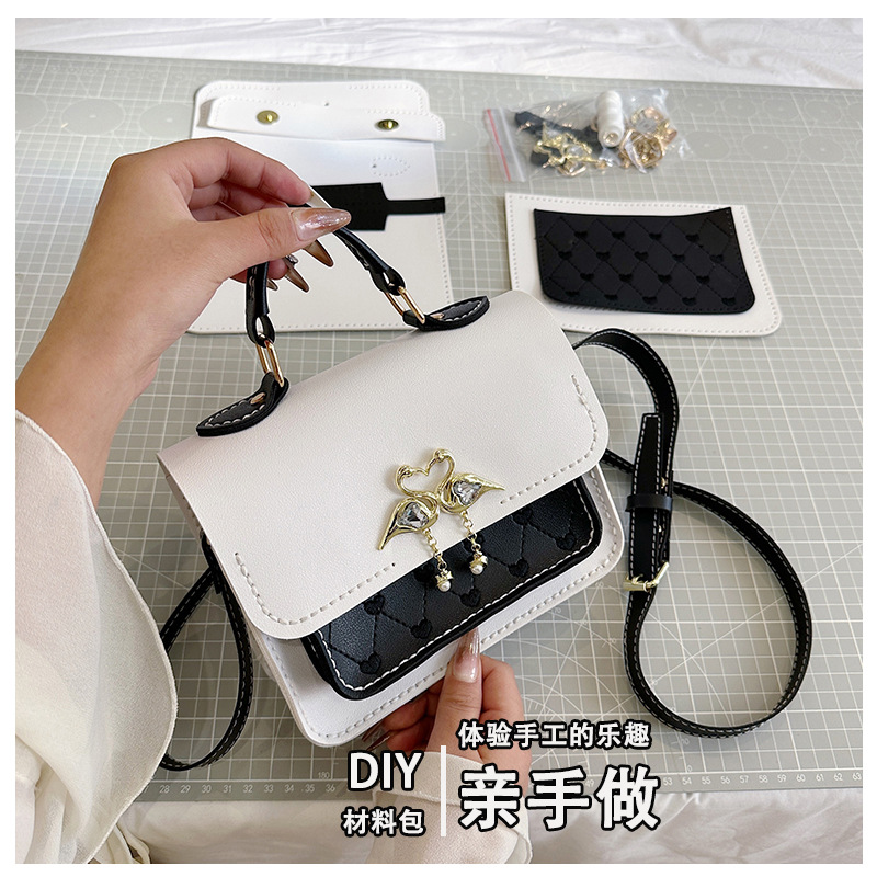 新款斜挎单肩包韩版手提包韩版百搭潮流复古女包剑桥手工包材料包