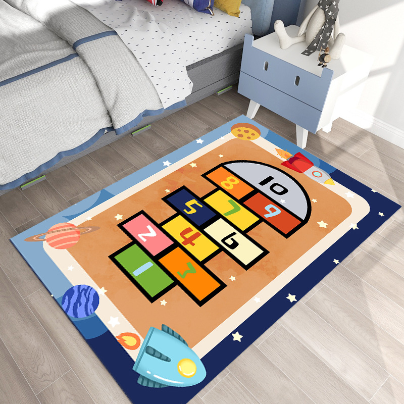 Cartoon Children's Hopscotch Game Mat Crawling Mat Living Room Bedroom Room Home Carpet Wholesale Crystal Velvet Floor Mat