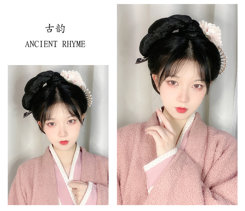 汉服假发包古装假发影楼簪花假发发包古装唐朝襦裙仕女飞天灵蛇髻