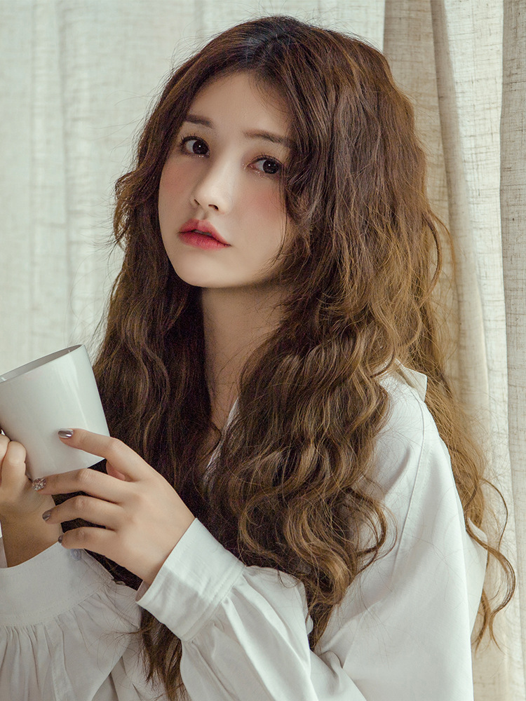 u型假发片女中长发长卷发大波浪羊毛卷一片式玉米烫半头套夏长发