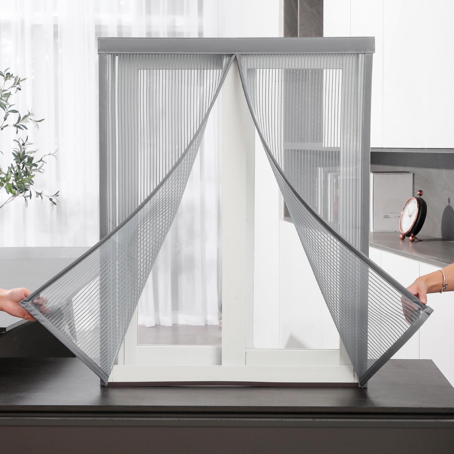 新款金刚网纱窗可订防蚊隐形纱窗纱门磁吸纱窗纱网魔术贴窗户全磁