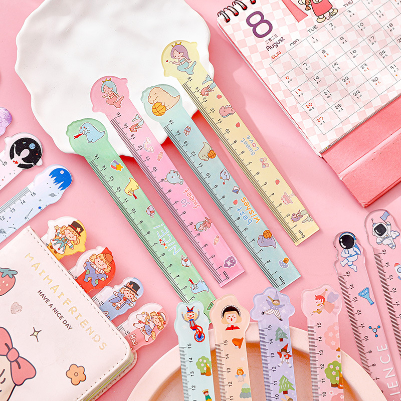 Cartoon Special-Shaped Ruler Student Ins Girl Heart a Scale Learning Office Painting Ruler Measuring Tool 15cm